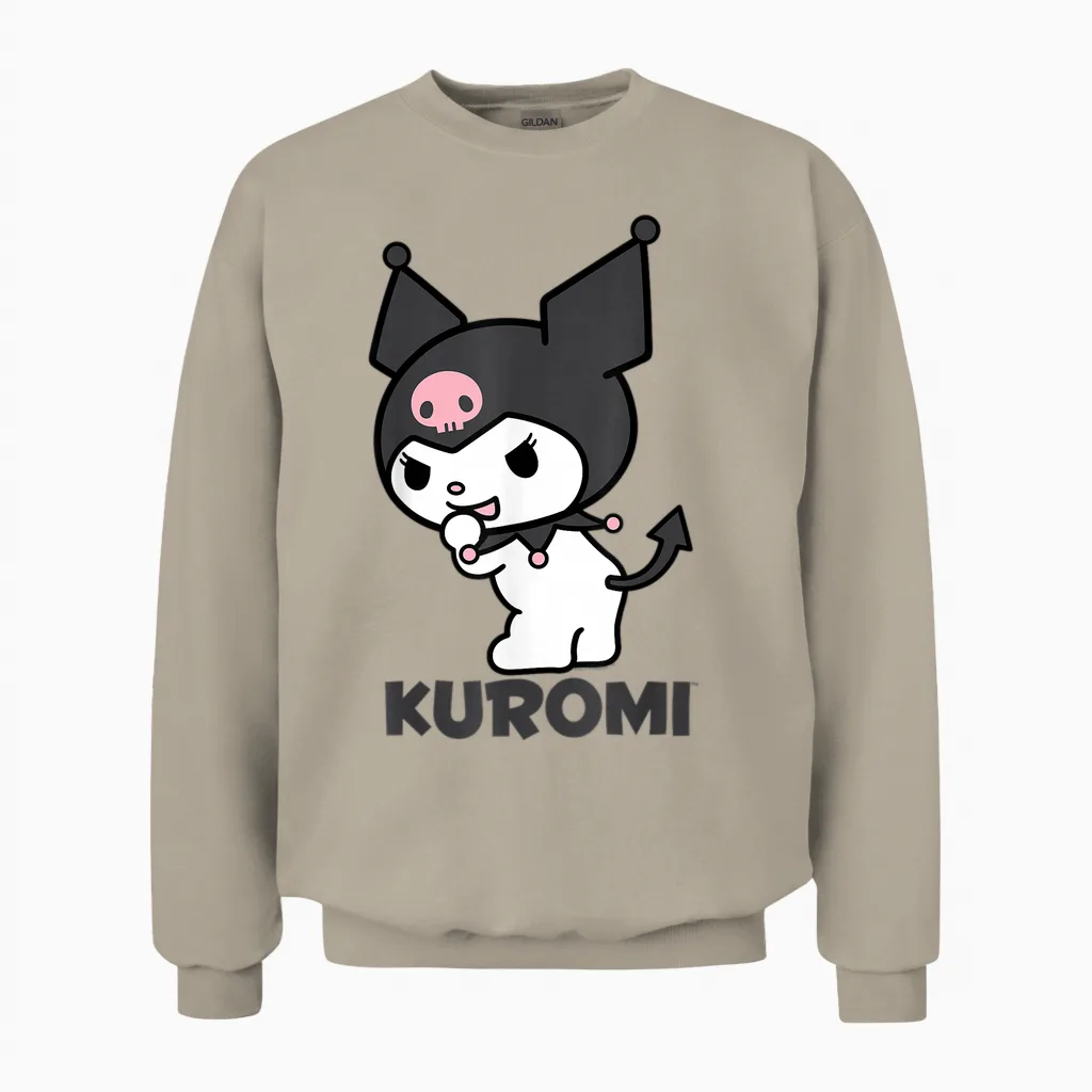 Sanrio Kuromi Backside Logo Unisex Sweatshirt in Sand