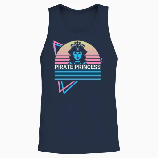 Pirate Princess Retro Unisex Tank Top - Navy