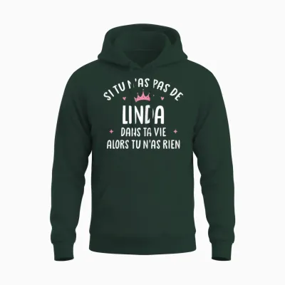 Wife Girlfriend Funny Personalized Gift Name Linda Unisex Hoodie - Forest
