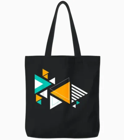Colorful Art Graphic Geometric Triangle Abstract Tote Bags - Black