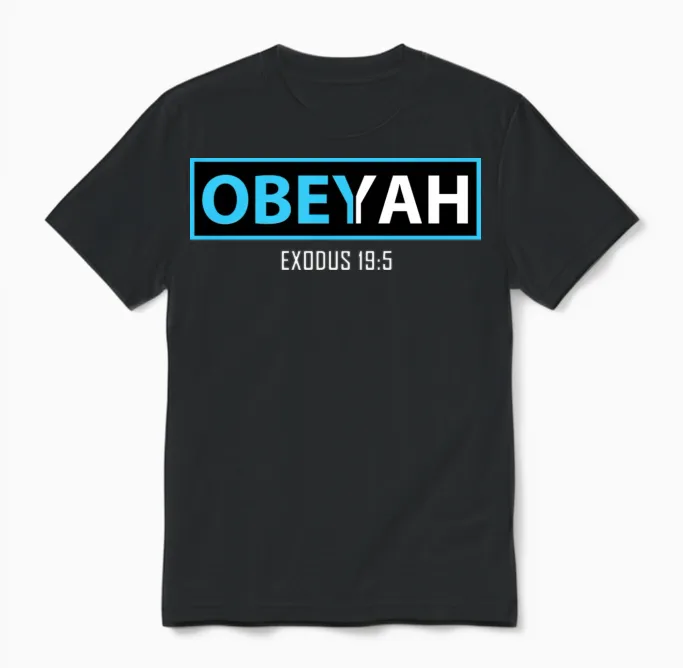 Obey Yah, Hebrew Roots Movement Yahweh Gift Unisex T-Shirt in Black