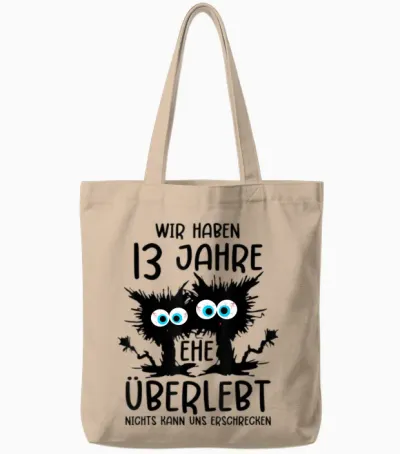 13 Years Married Violet Wedding Anniversary T-Shirt, Gray Tote Bags - Natural