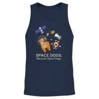 Space Dogs - Spaceship Galaxy Satellite Dogs Unisex Tank Top - Navy – 2