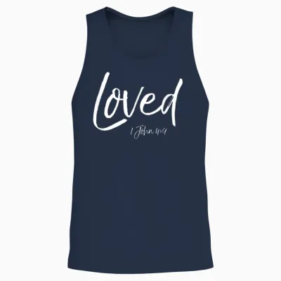 Loved 1 John 4:9 Lustiges Süßes Christliches T-Shirt Von God's Love Unisex Tank Top - Navy
