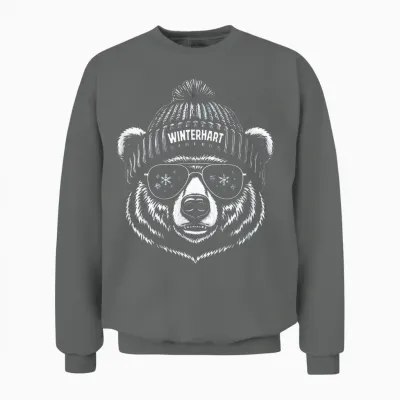 Hardy Bear with Hat Ski Snowboard Ski Party Winter Unisex Sweatshirt - Graphite Heather