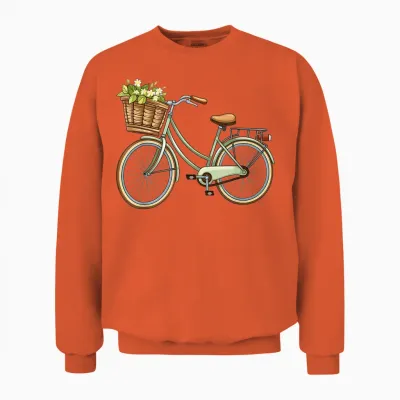 Ein Schöner Retro Fahrrad Mit Dem Blumen Korb Fahrrad Unisex Sweatshirt - Orange