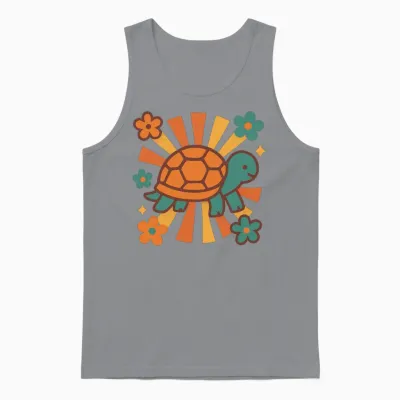 Retro Turtle Vibes Unisex Tank Top - Sport Grey