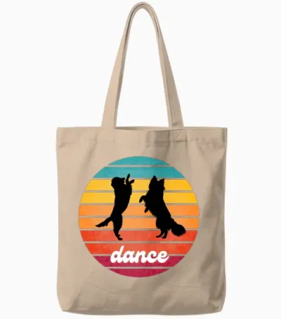 Retro Dance Dogs Tote Bags - Natural