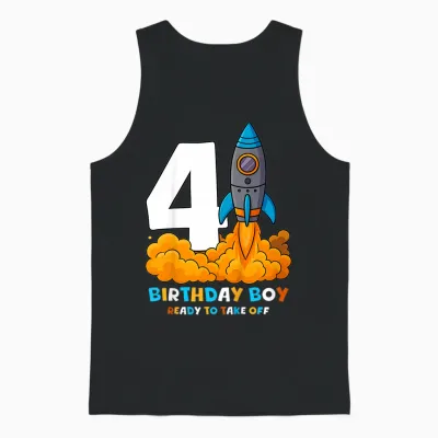 Kinder Rakete Zum 4. Geburtstag Für Jungen, Bereit Zum Abheben, Vier Jahre Alt Unisex Tank Top - Black