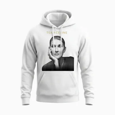 Official Celine Dion Team Celine T-Shirt, Black, S Unisex Hoodie - White