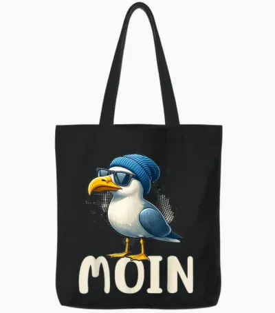 T-Shirt Moin Seagulls North Germany Greetings Baltic Sea North Sea Moin Greetings Tote Bags - Black