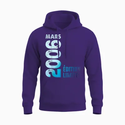 édition Limitée Mars 2006 Cadeau D'anniversaire 2006 Unisex Hoodie - Purple