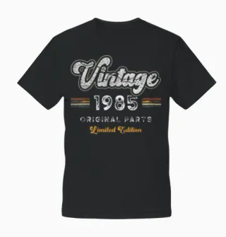 Vintage 1985 Original Parts 40th Birthday Unisex T-Shirt in Black - 2