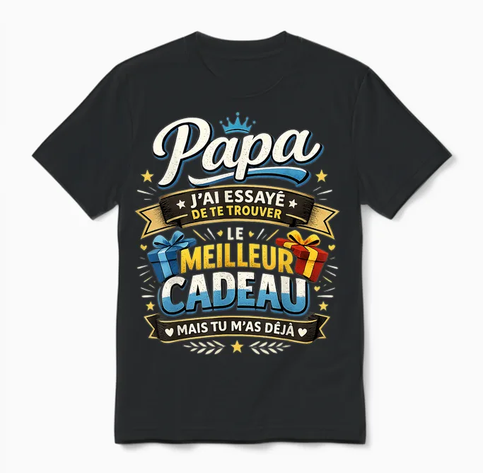 Meilleur Cadeau Papa Original Fête Des Pères Tu M'as Déjà Unisex T-Shirt in Black