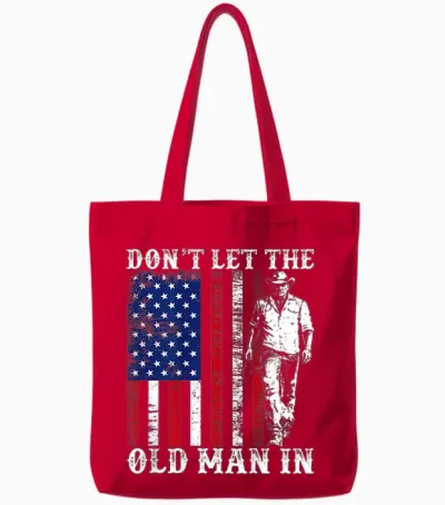 Don't Let the Old Man in Vintage American Flag Fathers Day Tote Bags - Red