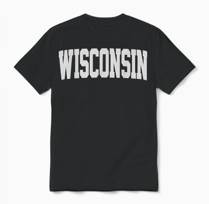 Vintage Wisconsin Mens Wisconsin Womens Red Retro Wisconsin Unisex T-Shirt in Black