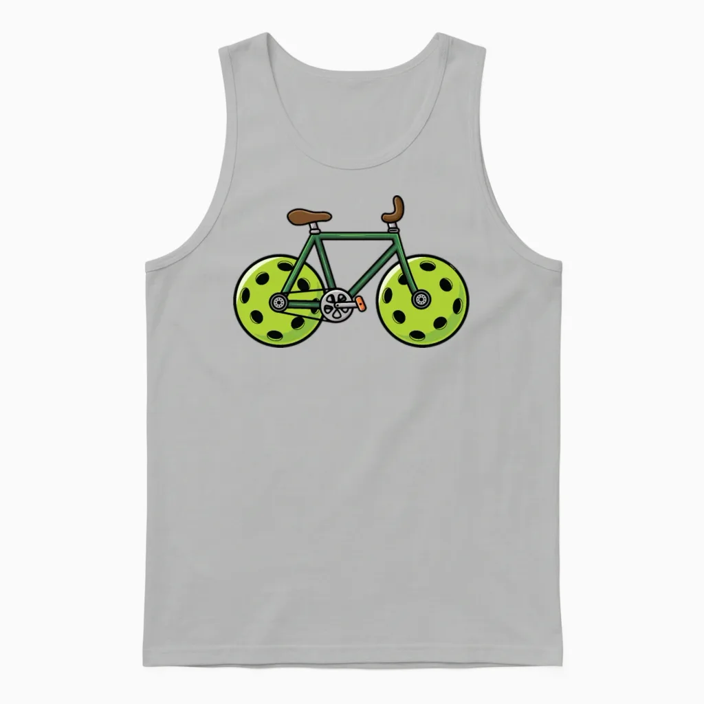 Funny Bicycle on Pickleball Wheels Unisex Tank Top in Ash