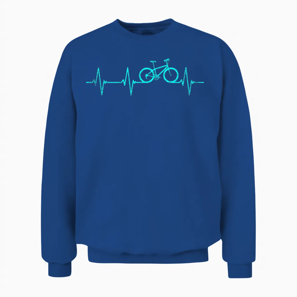 Mountain Bike Heartbeat Cycling Cool Bike Unisex Sweatshirt in Royal