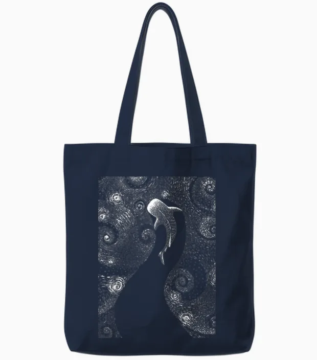 Diving with Whale Sharks Whale Shark Tote Bags in Navy