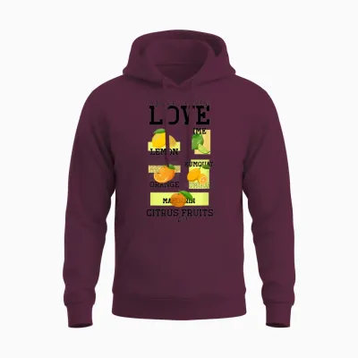 Citrus T-Shirt, White, S Unisex Hoodie - Maroon