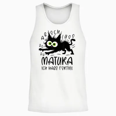 Matura 2026 Ich Habe Fertig Katze Schule Abschluss Geschafft Unisex Tank Top - White