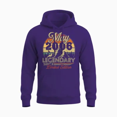 Vintage Anniversaire 20 Ans Pour Né En Mai 2006 Cadeau Unisex Hoodie - Purple