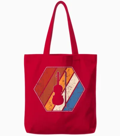 Violin Retro Tote Bags - Red