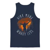 Hiking - Hike More Worry Less Unisex Tank Top - Navy – 1