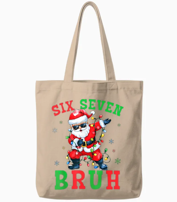 67 Christmas Six Seven Bruh Meme Santa Dabbing Christmas 6 7 Tote Bags in Natural