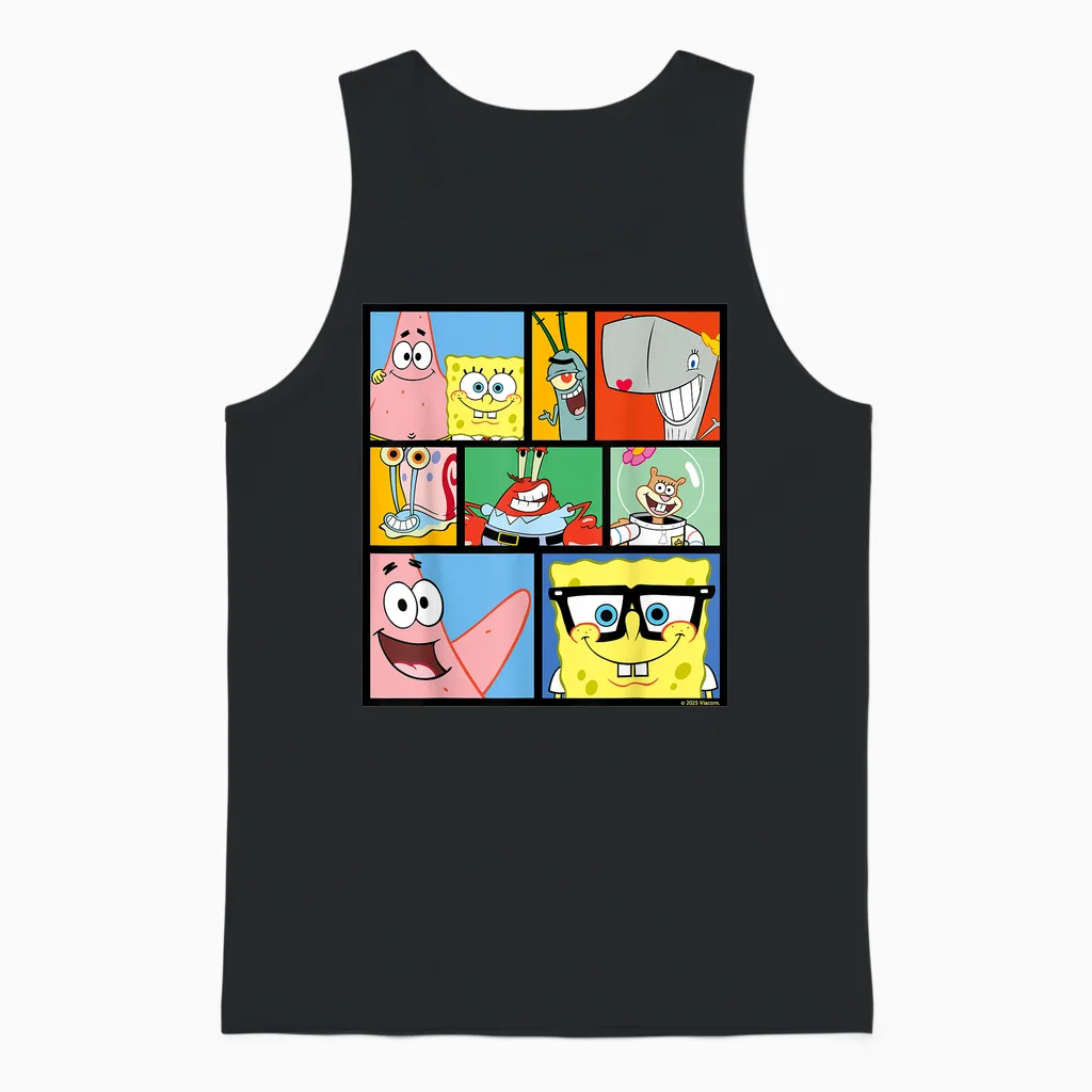 Sponge Bob - Squarepants Characters Unisex Tank Top in Black