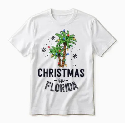 Christmas in Florida Deck the Palm Trees Family Unisex T-Shirt - White