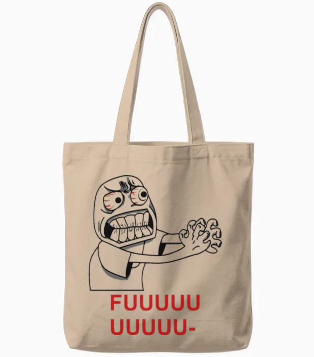 Rage Guy Angry Fuu Fuuu Fuuuu Rage Face Meme Tees Tote Bags in Natural