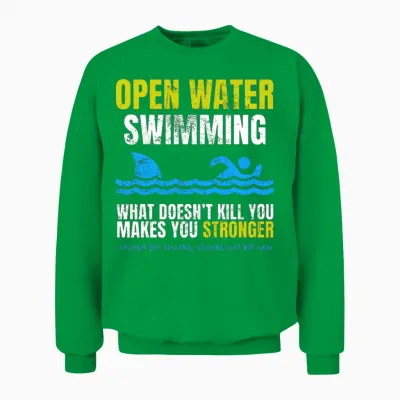 Funny Open Water Swimming Shark Unisex Sweatshirt - Irish Green