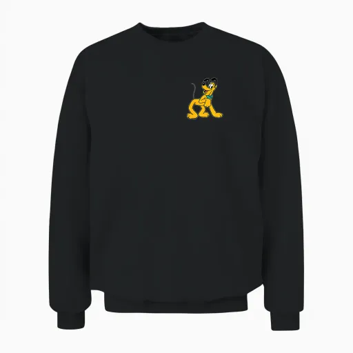 Disney Pluto Retro Pose Pocket Logo Unisex Sweatshirt in Black