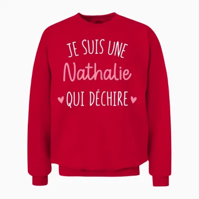 Women's Personalised Gift Name Nathalie Qui Déchire T-Shirt, Black, Female X-Small Unisex Sweatshirt - Red