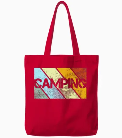 Camping Retro Tote Bags - Red
