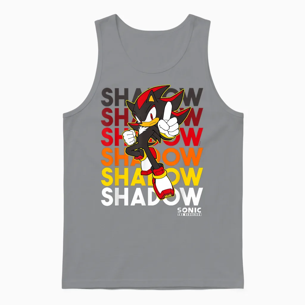 Sonic the Hedgehog Shadow Stacked Text Cool Logo Unisex Tank Top in Sport Grey