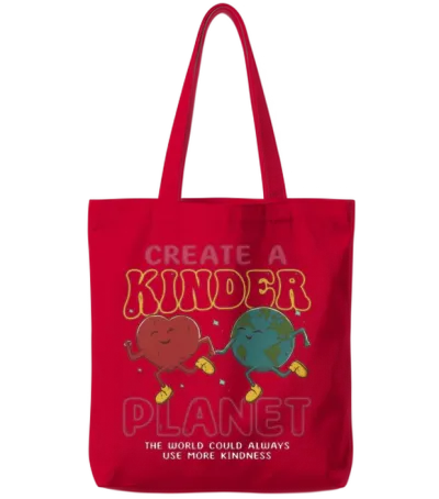 Create a Kinder Planet Tote Bags - Red