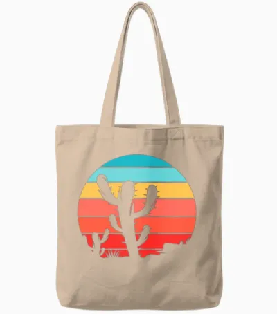 Cactus Retro Vintage Tote Bags - Natural