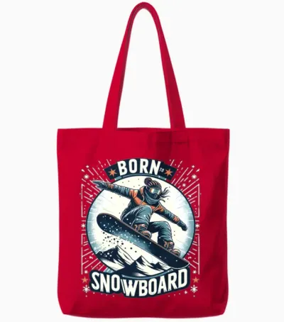 Born to Snowboard Snowboarder Winter Sports Tote Bags - Red