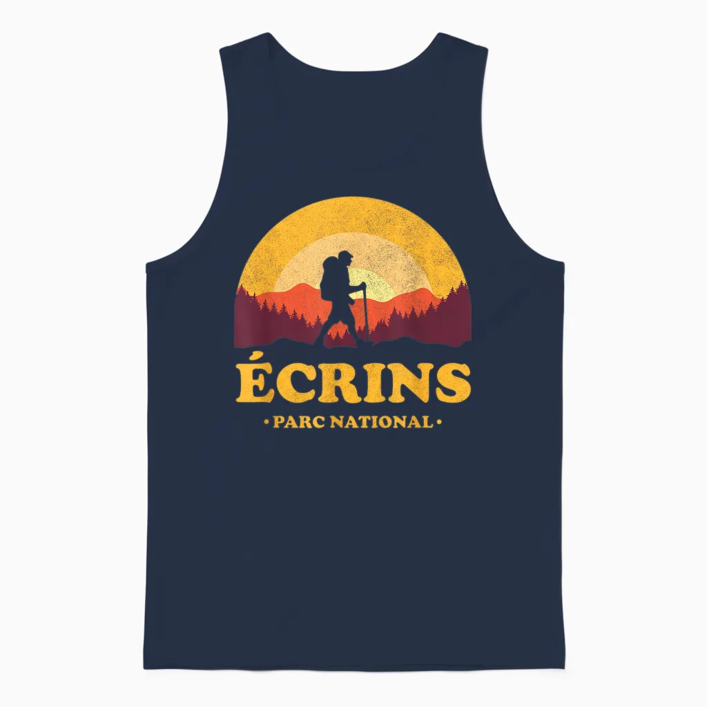 écrins Parc National France - Paradise Hiking T-Shirt, Black, S Unisex Tank Top in Navy