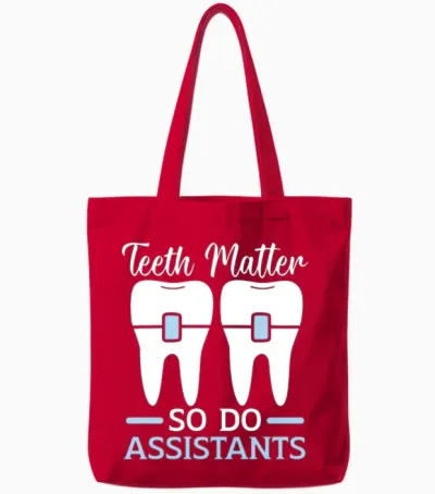 Orthodontic Assistant Job Dental Teeth Dentist Tote Bags - Red