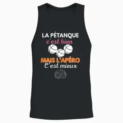 Pétanque Apéro Humour Femme Cadeau Bouliste Fête Mères Unisex Tank Top - Black
