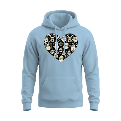 Heart Made of Christmas Shapes – Festive Love Unisex Hoodie - Light Blue