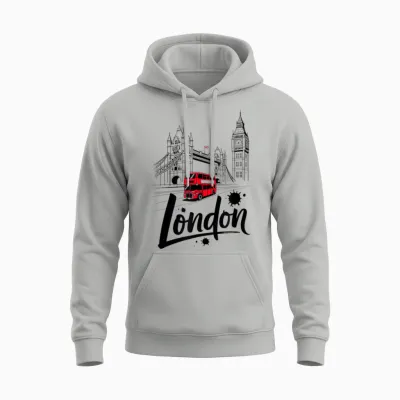 Rotes T-Shirt Mit Motiv „london Bus Tower Bridge“, Britisches Souvenir Unisex Hoodie - Ash