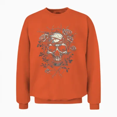 Totenkopf Mit Rosen Und Dornen - Gothic Unisex Sweatshirt - Orange