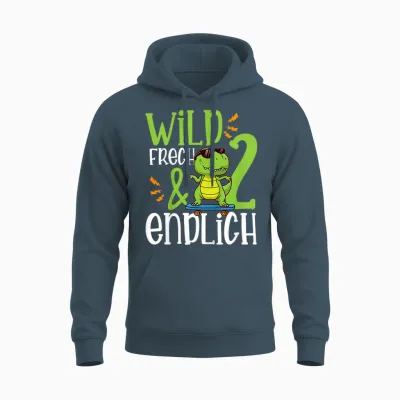 Children's T-Shirt Wild Frech & Finally 2 Second Birthday, Black Unisex Hoodie - Dark Heather