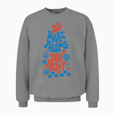 Do What Makes You Happy Retro Saying Unisex Sweatshirt - Sport Grey