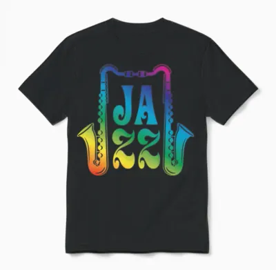 Jazz Saxophone Retro Unisex T-Shirt - Black