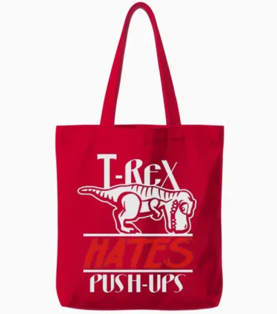 T-Rex Hates Push-Ups Tote Bags - Red